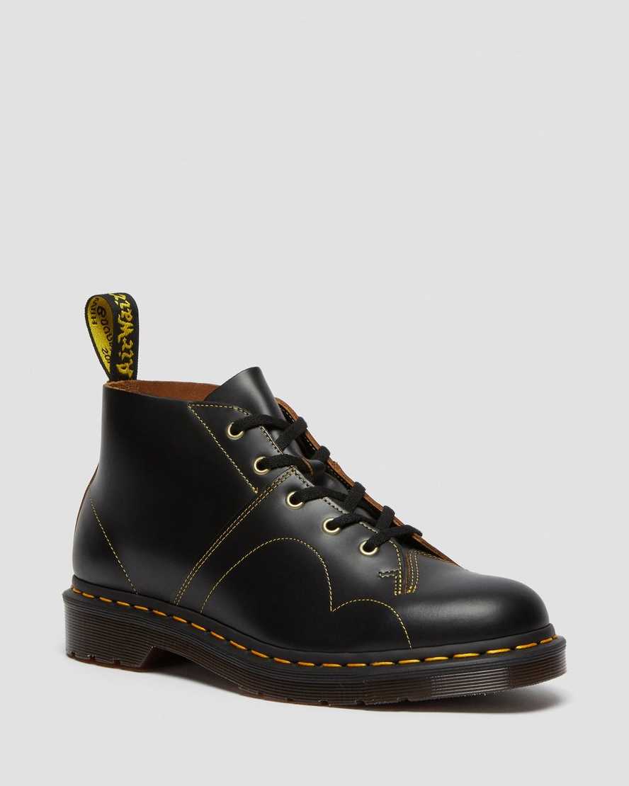 Dr. Martens Church Vintage Erkek Deri Çizmeler - Bot Siyah |WXBQL3750|